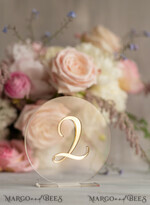 TABLE DECOR SIGNS Acrylic table decor Numbers Acrylic Table Numbers, Clear Acrylic and gold Sign, Gold Plexi Table Numbers, Luxury Wedding Table Decor,  Golden mirror round table numbers, 3D Wedding Signage4