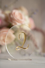 TABLE DECOR SIGNS Acrylic table decor Numbers Acrylic Table Numbers, Clear Acrylic and gold Sign, Gold Plexi Table Numbers, Luxury Wedding Table Decor,  Golden mirror round table numbers, 3D Wedding Signage4