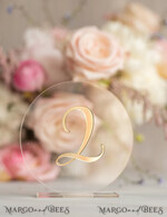 TABLE DECOR SIGNS Acrylic table decor Numbers Acrylic Table Numbers, Clear Acrylic and gold Sign, Gold Plexi Table Numbers, Luxury Wedding Table Decor,  Golden mirror round table numbers, 3D Wedding Signage4