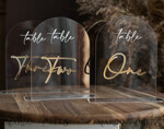 TABLE DECOR SIGNS Acrylic table decor Numbers Transparent Acrylic Arch Table Numbers, Clear Acrylic And Gold Signs, Gold Plexi Table Numbers, Luxury Wedding Table Decor, Wedding Signage Golden Mirror Number6