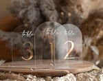 TABLE DECOR SIGNS Acrylic table decor Numbers Acrylic Arch Table Numbers, Clear Acrylic gold Signs, Gold Plexi Table Numbers, Luxury Wedding Table Decor, Wedding Signage Gold mirror UV white, table numbers 15