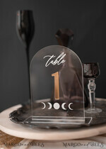 TABLE DECOR SIGNS Acrylic table decor Numbers Acrylic Arch Table Numbers, Clear Acrylic and gold Sign, Gold Plexi Table Numbers, Luxury Wedding Table Decor, Wedding Golden mirror and white UV table numbers 8