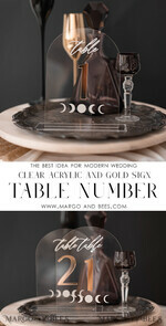 TABLE DECOR SIGNS Acrylic table decor Numbers Acrylic Arch Table Numbers, Clear Acrylic and gold Sign, Gold Plexi Table Numbers, Luxury Wedding Table Decor, Wedding Golden mirror and white UV table numbers 8