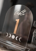 TABLE DECOR SIGNS Acrylic table decor Numbers Acrylic Arch Table Numbers, Clear Acrylic and gold Sign, Gold Plexi Table Numbers, Luxury Wedding Table Decor, Wedding Golden mirror and white UV table numbers 8