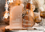 TABLE DECOR SIGNS Acrylic table decor Numbers Acrylic Arch Bar Menu, Clear Frozen Acrylic Sign, 3D Gold Plexi Menu Sign, Luxury Wedding Table Decor, Wedding Signage frosted & Gold mirror sign, Editable text15