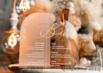 TABLE DECOR SIGNS Acrylic table decor Numbers Acrylic Arch Bar Menu, Clear Frozen Acrylic Sign, 3D Gold Plexi Menu Sign, Luxury Wedding Table Decor, Wedding Signage frosted & Gold mirror sign, Editable text15
