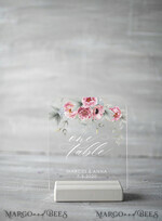 TABLE DECOR SIGNS Acrylic table decor Numbers Floral Boho Acrylic Table Numbers, Romantic Clear Acrylic Sign, Transparent Plexi Table Numbers, Wedding Table Decor, Custom Geometric Handmade Wedding Signage 1