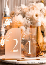 TABLE DECOR SIGNS Acrylic table decor Numbers Acrylic Frozen Table Numbers, Frosted Acrylic and gold Sign, Gold Plexi Table Numbers, Luxury Wedding Table Decor, Wedding Signage Golden mirror table numbers10