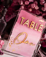 TABLE DECOR SIGNS Acrylic table decor Numbers Pale Pink Ombre Mauve Acrylic Table Numbers, Dusty Rose Acrylic & gold Sign, Golden Plum Plexi Table Numbers, Luxury Purple Wedding Table Decor, Wedding Signage13