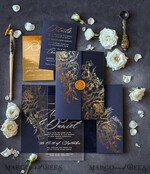 SAMPLING SERVICE samples Navy Blue wedding Invitation Sample, handmade sample set, Gold wedding invitation samples, Glamour Acrylic invites sample set6