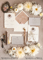 SAMPLING SERVICE samples Ivory Deckled Edge wedding Invitation Sample, handmade  sample set, wax seal emblem wedding invitation, romantic beige velvet invitation sample set6