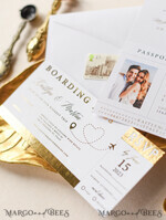 SAMPLING SERVICE samples Destination wedding Invitation Sample, Gold Passport sample set, boarding card wedding invitation, travel gold invites sample set13