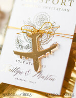 SAMPLING SERVICE samples Destination wedding Invitation Sample, Gold Passport sample set, boarding card wedding invitation, travel gold invites sample set13