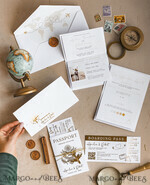 SAMPLING SERVICE samples Sample, bespoke sample set  Gold White Passport Wedding Invitation, Golden Wedding Cards Boarding Pass, Bespoke Travel Passport Wedding Invitations Abroad, Destination Greece Wedding Invites, Travel Map Wedding Stationary,  World map 17