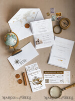 SAMPLING SERVICE samples Sample, bespoke sample set  Gold White Passport Wedding Invitation, Golden Wedding Cards Boarding Pass, Bespoke Travel Passport Wedding Invitations Abroad, Destination Greece Wedding Invites, Travel Map Wedding Stationary,  World map 17