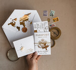 SAMPLING SERVICE samples Sample, bespoke sample set  Gold White Passport Wedding Invitation, Golden Wedding Cards Boarding Pass, Bespoke Travel Passport Wedding Invitations Abroad, Destination Greece Wedding Invites, Travel Map Wedding Stationary,  World map 17