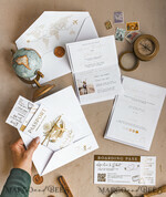 SAMPLING SERVICE samples Sample, bespoke sample set  Gold White Passport Wedding Invitation, Golden Wedding Cards Boarding Pass, Bespoke Travel Passport Wedding Invitations Abroad, Destination Greece Wedding Invites, Travel Map Wedding Stationary,  World map 17