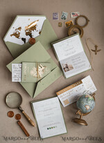 SAMPLING SERVICE samples Sample, bespoke sample set  Gold Sage green Passport Wedding Invitation, Golden Wedding Cards Boarding Pass, Greenry Travel Passport Wedding Invitations Abroad, Destination Greece Wedding Invites, Tuscany Travel Map Wedding Stationary Italy World map 28