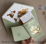SAMPLING SERVICE samples Sample, bespoke sample set  Gold Sage green Passport Wedding Invitation, Golden Wedding Cards Boarding Pass, Greenry Travel Passport Wedding Invitations Abroad, Destination Greece Wedding Invites, Tuscany Travel Map Wedding Stationary Italy World map 28