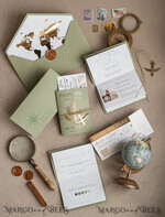 SAMPLING SERVICE samples Sample, bespoke sample set  Gold Sage green Passport Wedding Invitation, Golden Wedding Cards Boarding Pass, Greenry Travel Passport Wedding Invitations Abroad, Destination Greece Wedding Invites, Tuscany Travel Map Wedding Stationary Italy World map 28