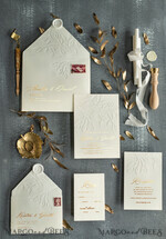 SAMPLING SERVICE samples Gold Embossed wedding Invitation Sample, handmade sample set, Ivory and Gold Foil wedding invitation, Ivory invites sample set5