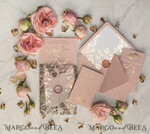 SAMPLING SERVICE samples Dusty Rose wedding Invitation Sample, handmade sample set, Gold Arabic wedding invitation samples, Glamour Floral invites sample set4