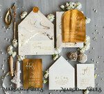 SAMPLING SERVICE samples sample Elegant Gold Wedding invitations, Luxury Gold Acrylic wedding invitation, Golden marble Wedding Invites, Arch Glamour Wedding Invitation Suite4