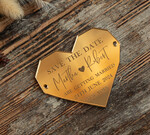 DATEN MERKEN Acrylgoldmagnete Personalisierte Blush Pink Save the Date Acryl Geometrisches Herz Magnet und Karte, Gold Blush Pink Herz Hochzeit Save The Dates Acrylmagnete, Save The Date Karten mit Herzmagnet.7