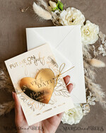 SAVE THE DATES acrylic gold magnets Personalised Gold Acrylic heart Save the Date Magnet and Card, ivory Wedding Save The Dates Plexi Magnets, Wedding Boho Save The Date Cards5