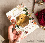 SAVE THE DATES acrylic gold magnets Personalised Maroon Save the Date hexagon Magnet and Card, boho Wedding Save The Dates Acrylic golden mirror magnet10