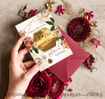 SAVE THE DATES acrylic gold magnets Personalised Maroon Save the Date hexagon Magnet and Card, boho Wedding Save The Dates Acrylic golden mirror magnet10