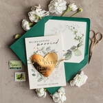 DATEN MERKEN Acrylgoldmagnete Personalisierte goldene Save the Date Acrylherz Magnet und Karte, goldene Herz Hochzeits-Save The Dates Acrylmagnete, grüne Save The Date Karten mit Herzmagnet.4