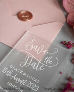 DATEN MERKEN Acrylgoldmagnete Datum merken personalisiert, luxuriöse Plexi-Satin, blush rosa Umschlag, Acryl-Satin, Hochzeit Save The Date Karte7