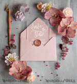 DATEN MERKEN Acrylgoldmagnete Datum merken personalisiert, luxuriöse Plexi-Satin, blush rosa Umschlag, Acryl-Satin, Hochzeit Save The Date Karte7