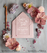 DATEN MERKEN Acrylgoldmagnete Datum merken personalisiert, luxuriöse Plexi-Satin, blush rosa Umschlag, Acryl-Satin, Hochzeit Save The Date Karte7