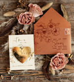DATEN MERKEN Acrylgoldmagnete Personalisierter Save the Date Herzmagnet und Karte, Gold Terrakotta Elegante Hochzeits-Save The Dates Acrylherz, Samt-Save The Date Karten8