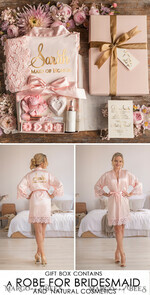BRIDESMAID/BEST MAN BOX WILL YOU BE MY BRIDESMAID Bridesmaid Luxury Satin Robe, Maid og Honor Gift Box, Spa Day cosmetic wedding set16