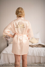 BRIDESMAID/BEST MAN BOX WEDDING ROBE  Light Pink Gold Satin Fancy Wedding Robe, Maid of Honor Bridesmaid soft bridal robe5