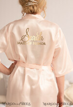 BRIDESMAID/BEST MAN BOX WEDDING ROBE  Light Pink Gold Satin Fancy Wedding Robe, Maid of Honor Bridesmaid soft bridal robe5
