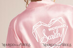 Brautjungfer/Trauzeuge Box HOCHZEITSROBE  
 Blush Pink Satinrobe, Blush Gold Brautrobe, elegante weiße geometrische Herzjungfer3