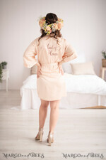 BRIDESMAID/BEST MAN BOX WEDDING ROBE  Satin wedding robe for maid of honor - Will you be my Maid of Honor?, elegant cream bridesmaid robe5