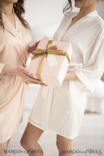 BRIDESMAID/BEST MAN BOX WEDDING ROBE  Satin wedding robe for maid of honor - Will you be my Maid of Honor?, elegant cream bridesmaid robe5