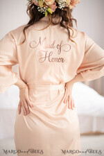 BRIDESMAID/BEST MAN BOX WEDDING ROBE  Satin wedding robe for maid of honor - Will you be my Maid of Honor?, elegant cream bridesmaid robe5