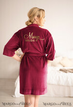 NEWLY WEDS COUPLE GIFTS Bride gifts Burgundy wedding robe for Bride and Bridesmaids , Elegant Mauve Burgundy Wedding, Bridesmaid Bride Robe4