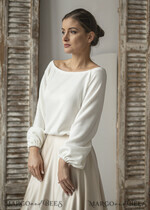 BRIDE bolero, robes, garter WEDDING BOLERO & SHRUGS Wedding Bolero Long Sleeve, Wedding Puff Sleeve Shrug, Bridal wedding Coverup,  Wedding Dress Topper, Bridal Capelet14