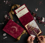 HOCHZEITS EINLADUNGEN Einladungen für VIP/ Boxeinladungen für Eltern Blush Pink Boxed Hochzeitseinladungset, 3D Gold Plexi Hochzeitseinladung Suite Luxusbox, elegante Boho Samt-Hochzeitskarten, maßgeschneiderte goldene Einladungen26
