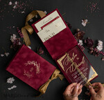 HOCHZEITS EINLADUNGEN Einladungen für VIP/ Boxeinladungen für Eltern Blush Pink Boxed Hochzeitseinladungset, 3D Gold Plexi Hochzeitseinladung Suite Luxusbox, elegante Boho Samt-Hochzeitskarten, maßgeschneiderte goldene Einladungen26
