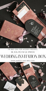 HOCHZEITS EINLADUNGEN Einladungen für VIP/ Boxeinladungen für Eltern Arch Acryl Hochzeitskarten in Samtbox, Schwarze Plexi Glamour Hochzeitskarten Suite Luxusbox, Mond Sterne Elegante Samthochzeitskarten34