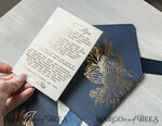 HOCHZEITS EINLADUNGEN Einladungen für VIP/ Boxeinladungen für Eltern Vip Marineblau Goldfolien-Hochzeitseinladungen in Samtbox, Plexi Glamour Hochzeitseinladungs-Set Luxusbox, Romantische Samt-Hochzeitseinladungen, Maßgeschneiderte Goldene Einladungen29