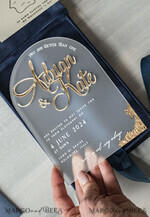 HOCHZEITS EINLADUNGEN Einladungen für VIP/ Boxeinladungen für Eltern Vip Marineblau Goldfolien-Hochzeitseinladungen in Samtbox, Plexi Glamour Hochzeitseinladungs-Set Luxusbox, Romantische Samt-Hochzeitseinladungen, Maßgeschneiderte Goldene Einladungen29